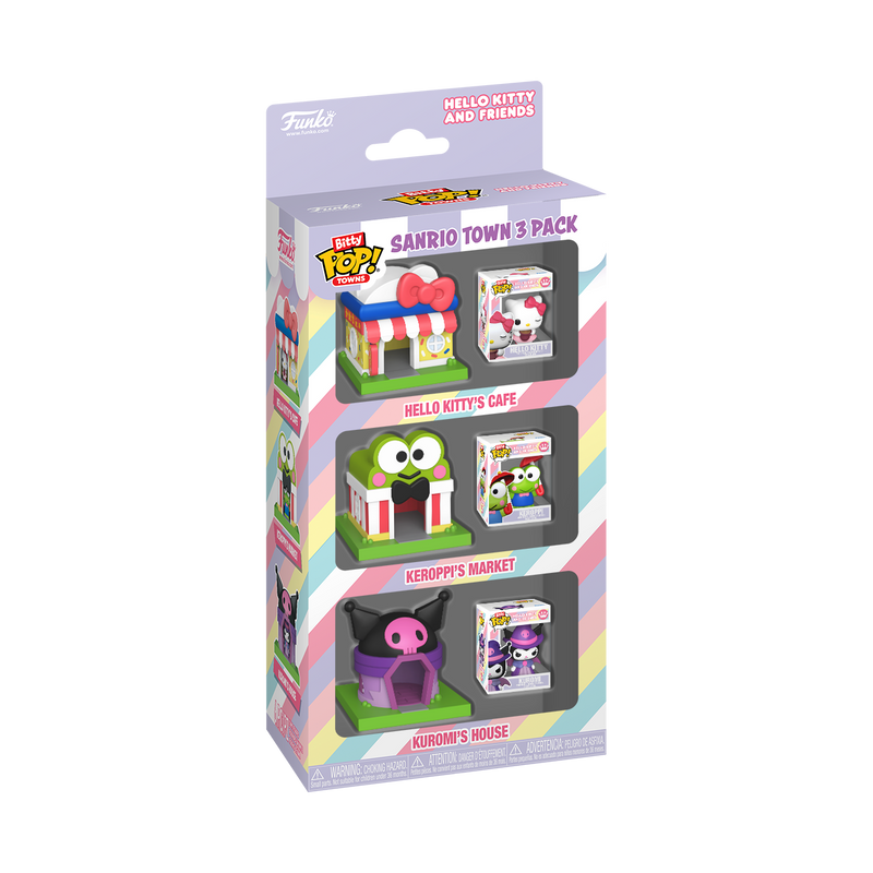 Funko Bitty Pop! Town: Sanrio - Hello Kitty's Café, Keroppi's Market & Kuromi's House 3-Pack