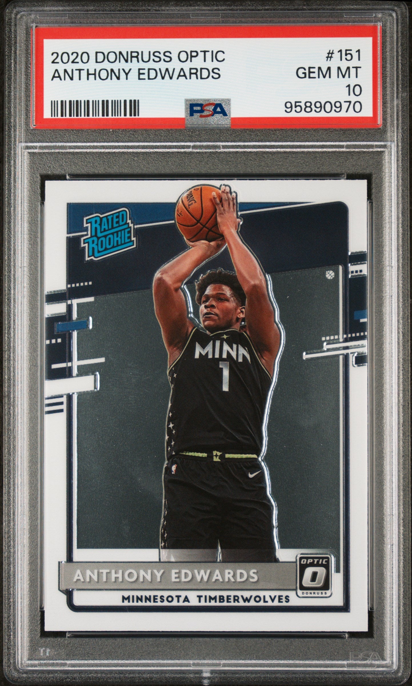 2020 Panini Donruss Optic Anthony Edwards #151 RC PSA 10