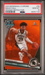 2023 Bowman University Chrome Orange Refractor Malik Hall #55 /25 PSA 10