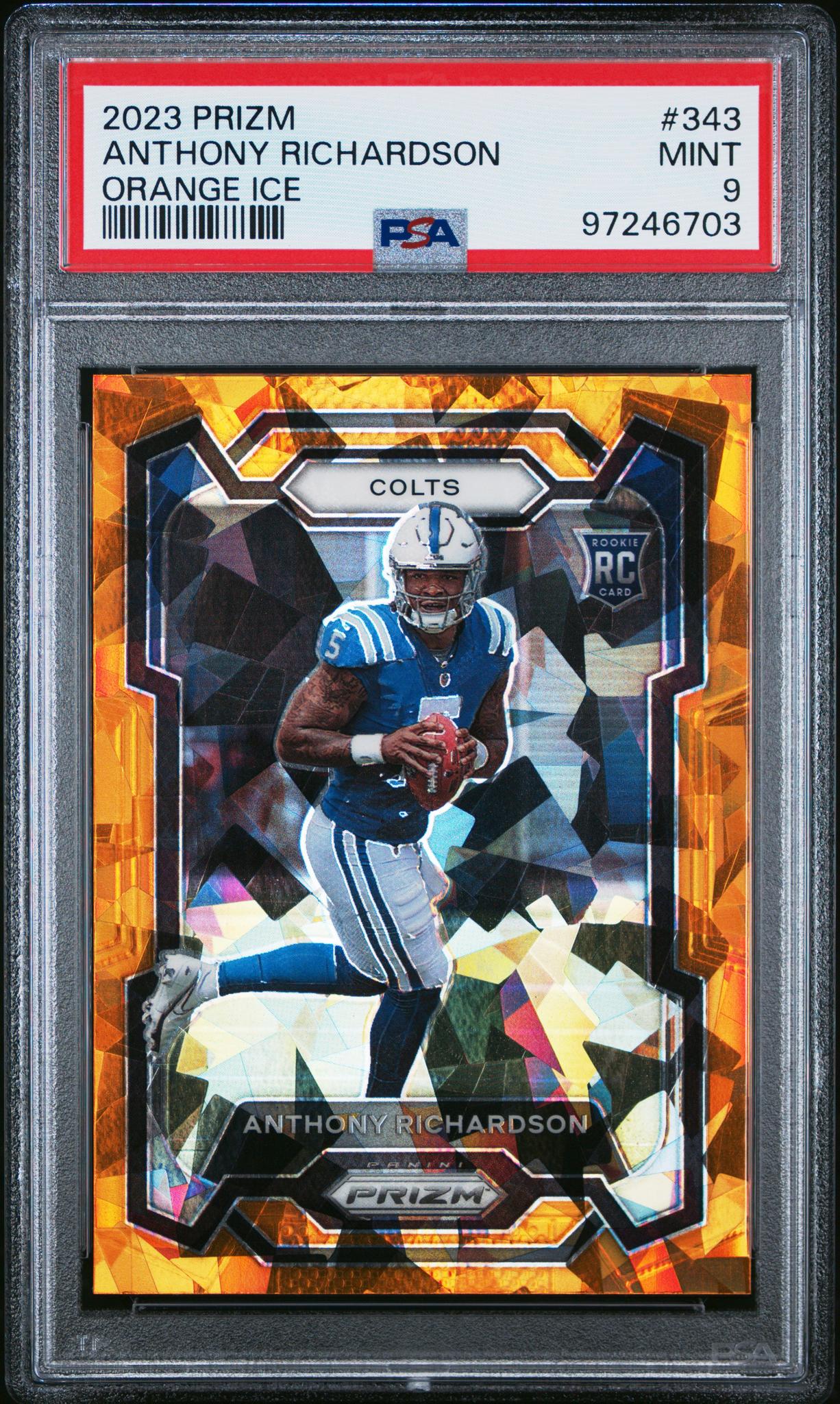 2023 Panini Prizm Orange Ice Anthony Richardson #343 RC PSA 9