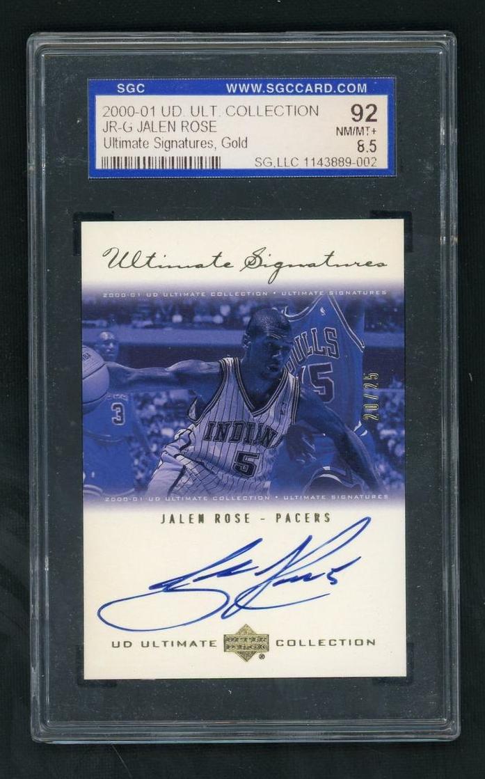 2000 Upper Deck Ultimate Collection #JR-G Jalen Rose Gold Auto /25 SGC 8.5