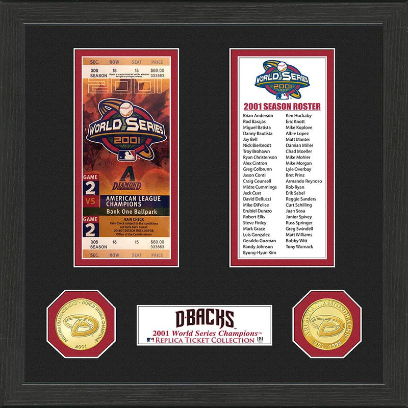Highland Mint Arizona Diamondbacks World Series Ticket Collection - 12x12 Framed Display with Bronze Coins