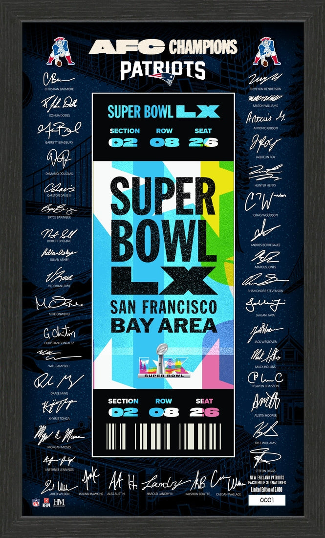 Highland Mint New England Patriots 2026 AFC Champions Super Bowl LX Signature Ticket Frame - Limited Edition /5000