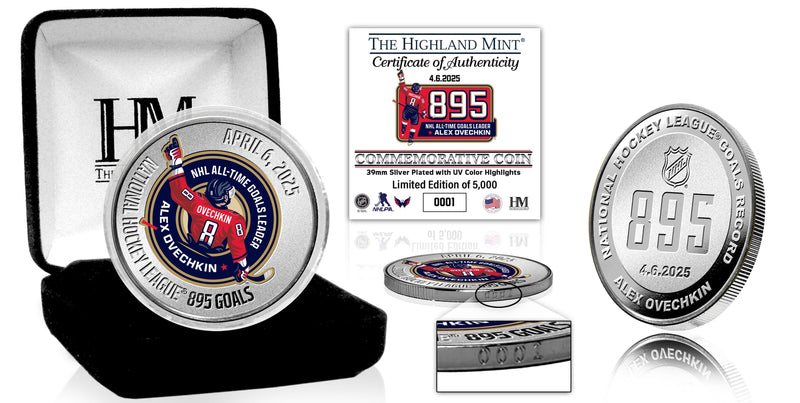 Highland Mint Alex Ovechkin 895 Goals Record Silver Coin - Limited Edition /5,000