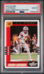 2023 Score '03 Throwback Rookie CJ Stroud #2 PSA 10