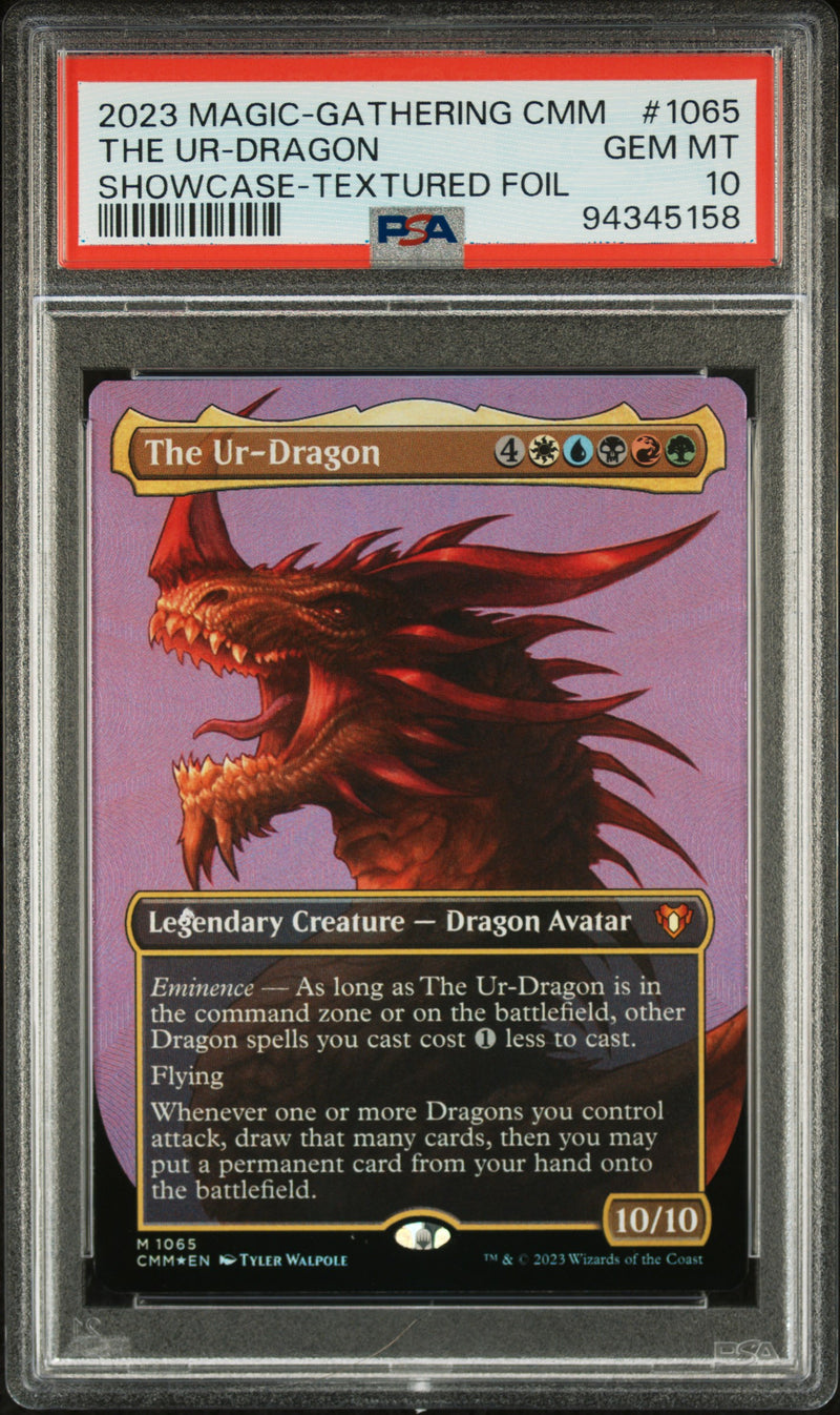 2023 Magic the Gathering Commander Masters Showcase-Textured Foil the Ur-Dragon #1065 PSA 10