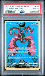 2023 Pokemon Sword and Shield Black Star Promo Crown Zenith Tin Galarian Moltres #284 PSA 10