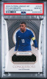 2024 Futera Unique World Football Conquerors Memorabilia Kylian Mbappe #CQ10 /21 PSA 10