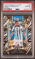 2023 Panini Select La Liga Zebra Arsen Zakharyan #180 /25 PSA 10