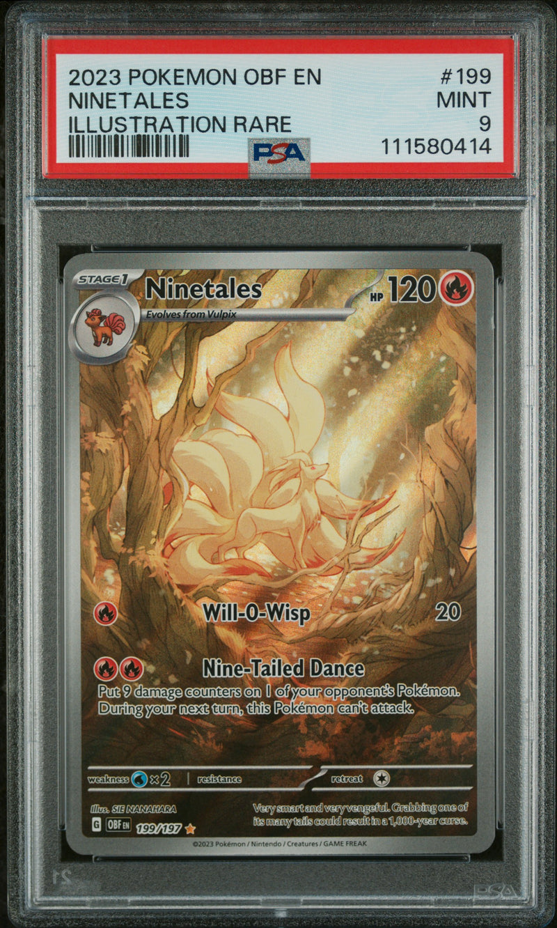2023 Pokemon Scarlet and Violet Obsidian Flames Illustration Rare Ninetales #199 PSA 9
