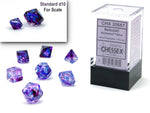 Chessex Nebula Mini Polyhedral 7 Die Set Nocturnal/Blue Luminary