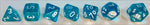 Translucent Polyhedral Teal/white 7-Die Set
