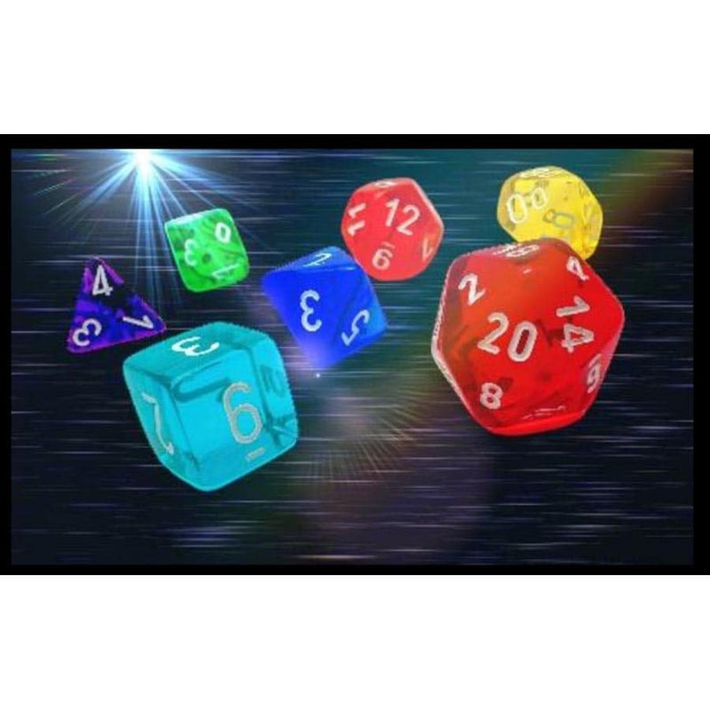Chessex Prism Translucent Polyhedral 7-Die Set - GM and Beginner Player