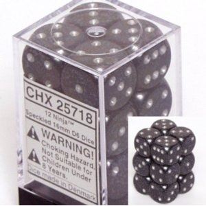 Chessex Speckled Ninja 16mm D6 Dice Block