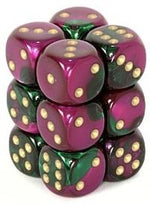 Chessex: Gemini Green-Purple/White 16Mm D6 Dice Block