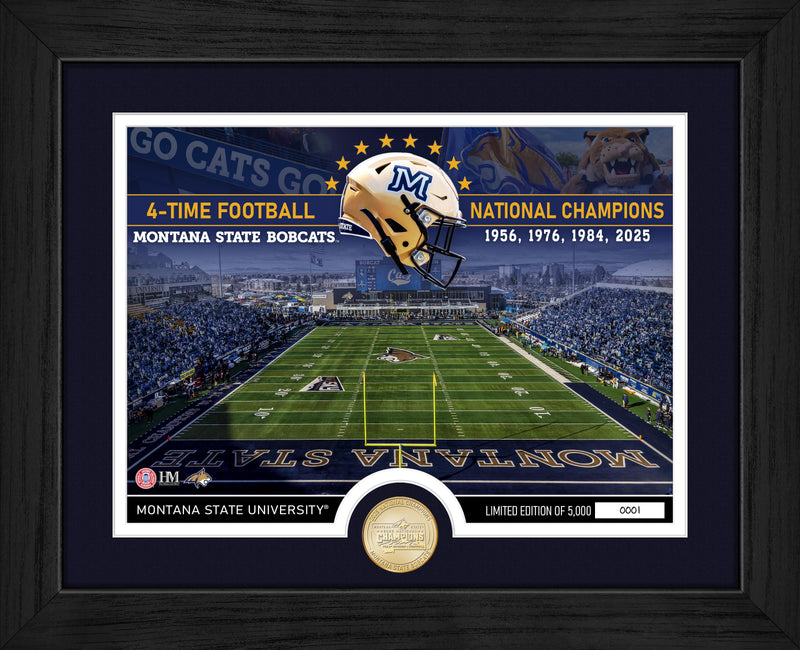 Highland Mint Montana State Bobcats 4x FCS National Champions Stadium Bronze Coin Photo Mint - Limited Edition /5,000