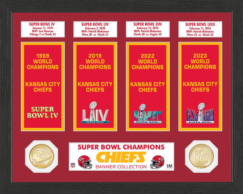 Highland Mint Kansas City Chiefs 4x Super Bowl Bronze Coin Photo Mint