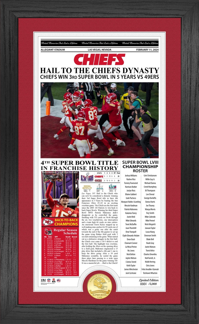 Highland Mint Kansas City Chiefs Super Bowl LVIII Champions Front Page Cover Bronze Coin Photo Mint - Limited Edition /5
