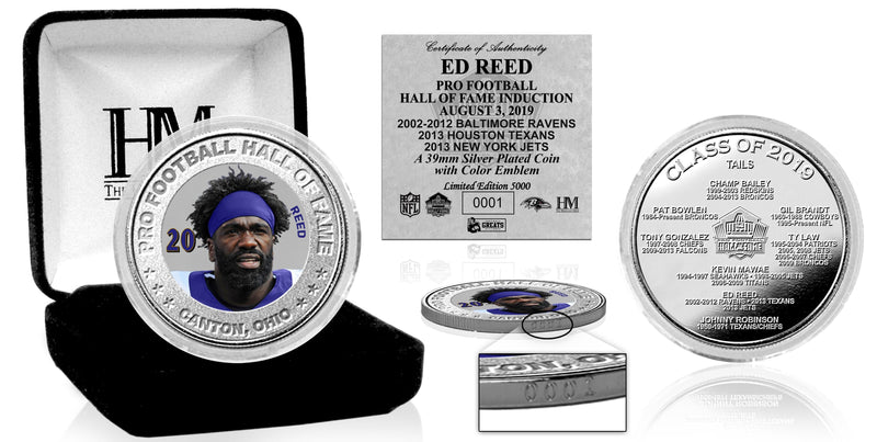Highland Mint Ed Reed Hall of Fame 2019 Silver Coin - Limited Edition /5,000
