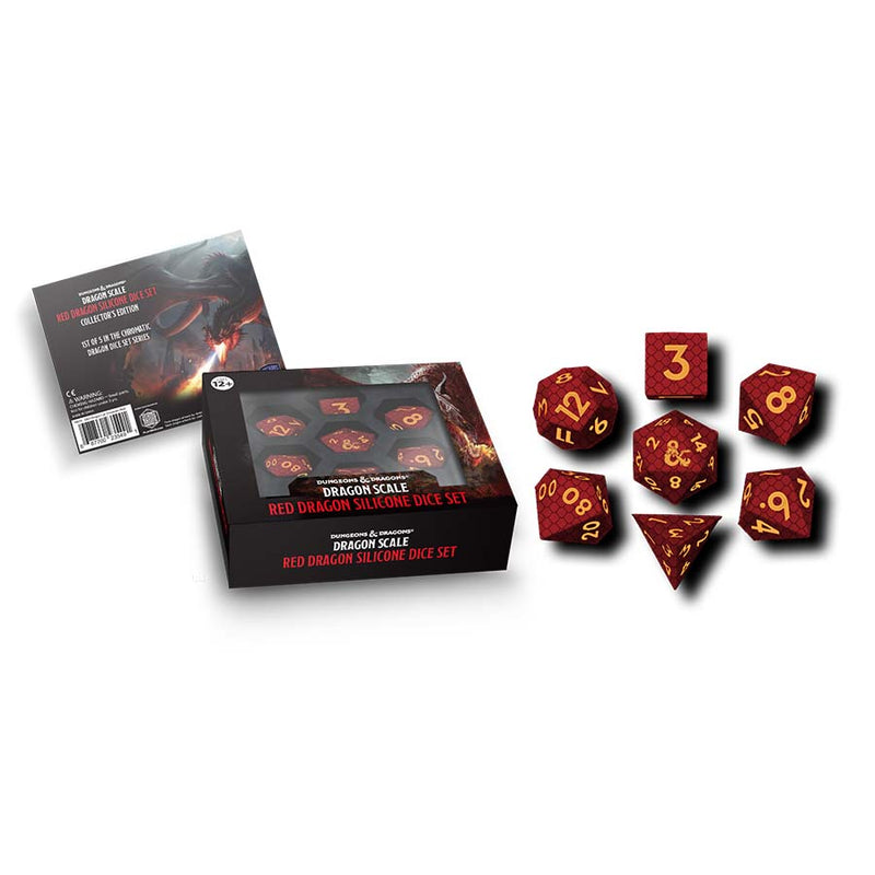 Fanroll Dungeons & Dragons Dragon Scale Silicone Dice Set - Red (7-Piece)
