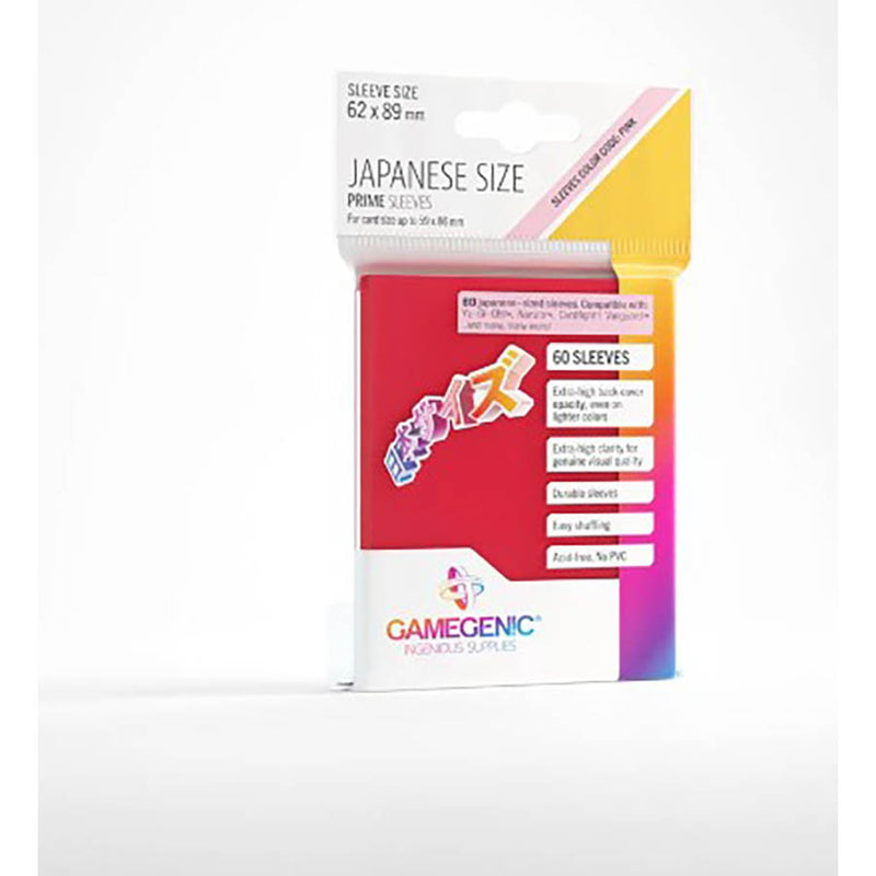 Gamegenic Prime Japanese Size Sleeves (60 Count) - Red