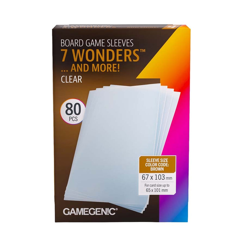 Gamegenic Prime Board Game Sleeves - 7 Wonders Clear (80 Count)