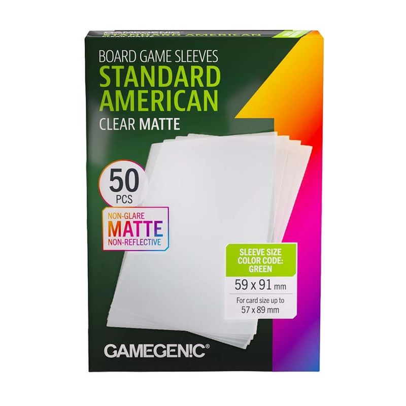 Gamegenic Board Game Sleeves - Standard American Clear Matte (50 Count)