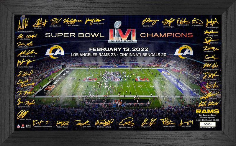 Highland Mint Los Angeles Rams Super Bowl LVI Champions Signature Gridiron Frame - Limited Edition /10,000