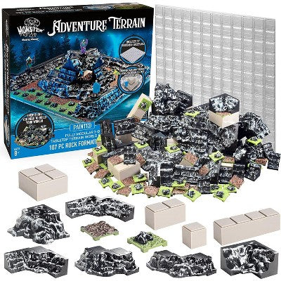 Monster Adventure Terrain 107-Piece Painted Rock Formation Set with Baseplate