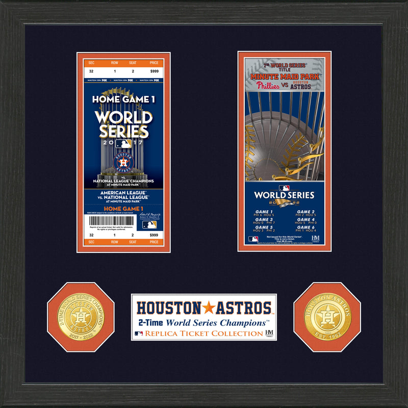 Highland Mint Houston Astros 2-Time World Series Champions Bronze Coin & Ticket Collection