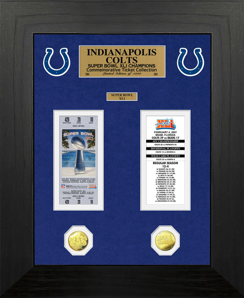 Highland Mint Indianapolis Colts Super Bowl Ticket and Coin Collection Frame - Limited Edition /1,000