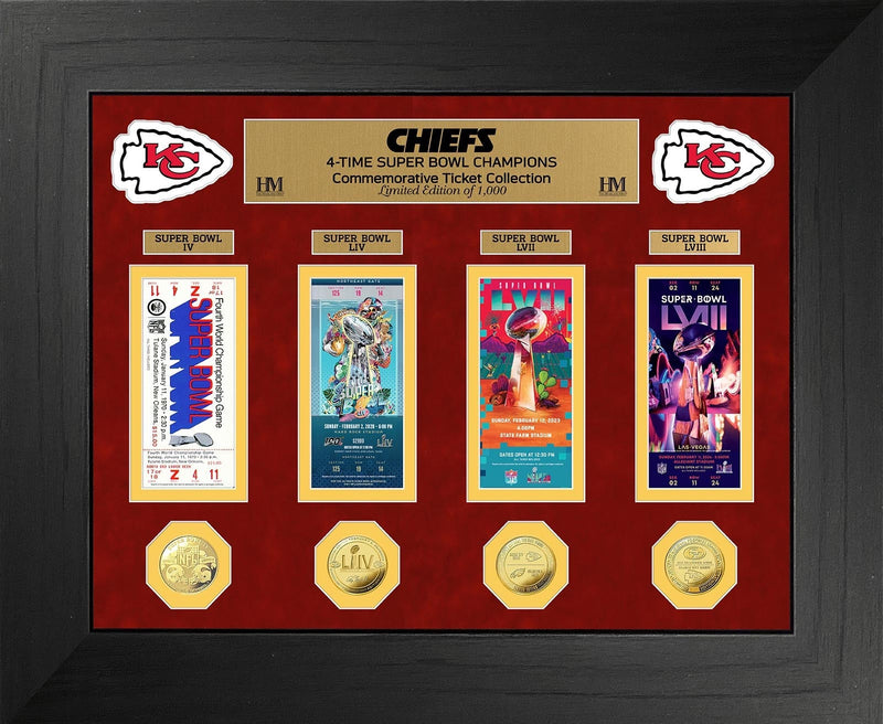 Highland Mint Kansas City Chiefs Super Bowl Ticket Collection Gold Coin Photo Mint - Limited Edition /1000