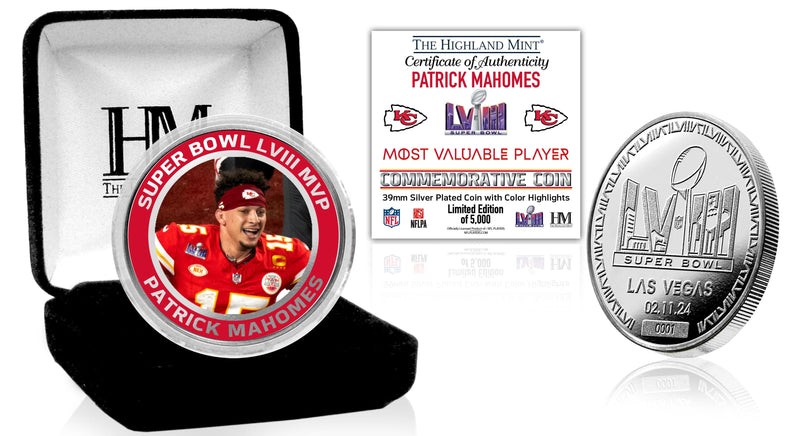 Highland Mint Patrick Mahomes Kansas City Chiefs Super Bowl LVIII MVP Silver Coin - Limited Edition /5,000