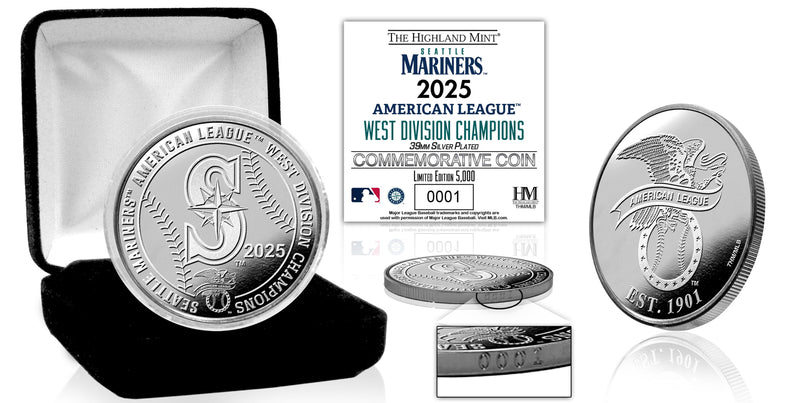 Highland Mint Seattle Mariners 2025 A.L. West Division Champions Silver Coin - Limited Edition /5,000