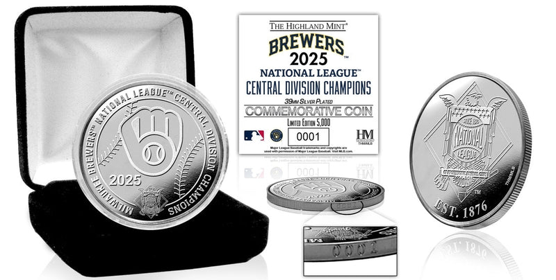 Highland Mint Milwaukee Brewers 2025 N.L. Central Division Champions Silver Coin - Limited Edition /5,000