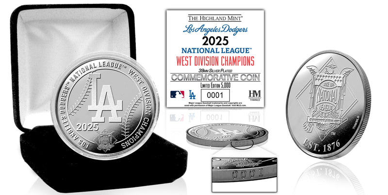 Highland Mint Los Angeles Dodgers 2025 N.L. West Division Champions Silver Coin - Limited Edition /5,000