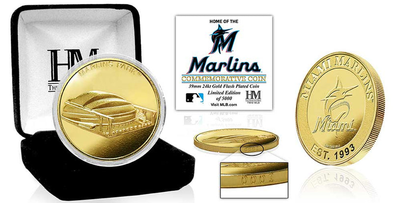 Highland Mint Miami Marlins loanDepot Park Stadium 24kt Gold Coin - Limited Edition /5,000