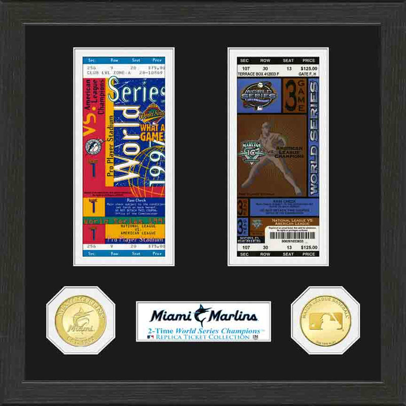 Highland Mint Miami Marlins World Series Ticket Collection - Bronze Coin Frame
