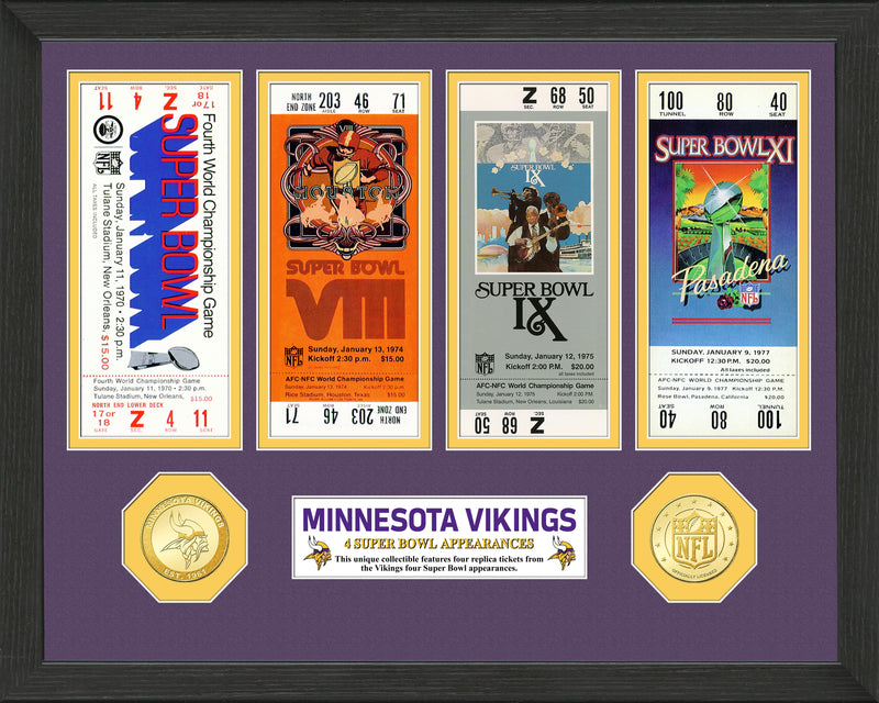 Highland Mint Minnesota Vikings Super Bowl Appearances Ticket Collection