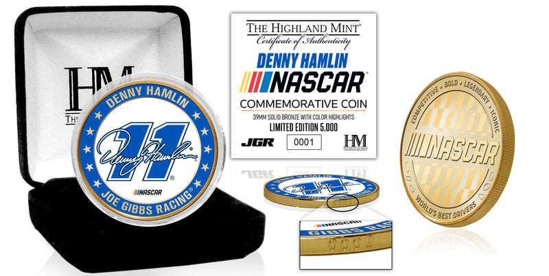 Highland Mint NASCAR Denny Hamlin Joe Gibbs Racing Bronze Coin - Limited Edition /5,000