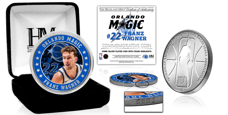 Highland Mint Franz Wagner Orlando Magic Silver Plated Color Coin - Limited Edition /5,000