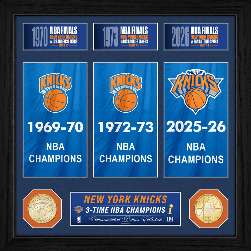 Highland Mint New York Knicks 3-Time Banner Bronze Coin Photo Mint
