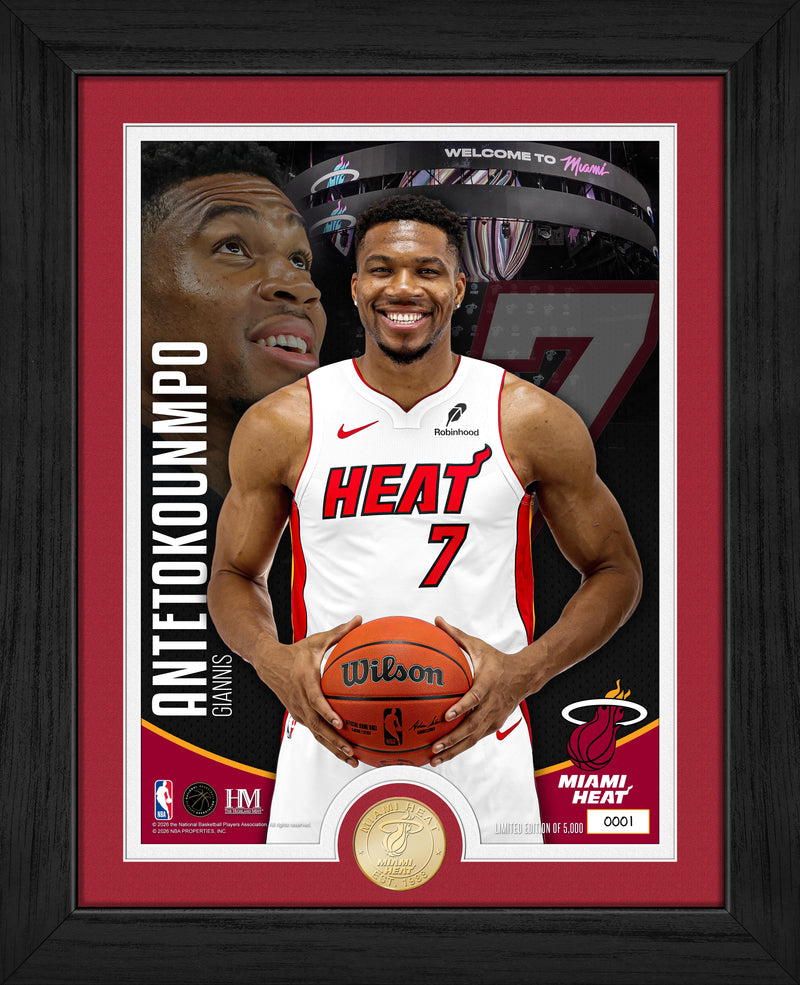 Highland Mint Giannis Antetokounmpo Miami Heat Bronze Coin Photo Mint - Limited Edition /5,000