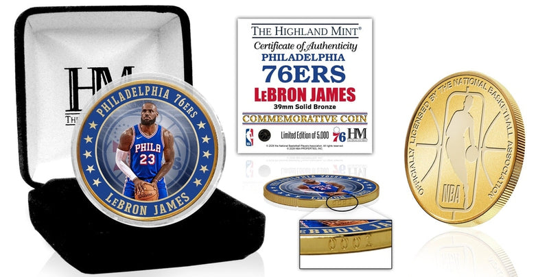 Highland Mint Philadelphia 76ers LeBron James Bronze Color Coin - Limited Edition /5,000