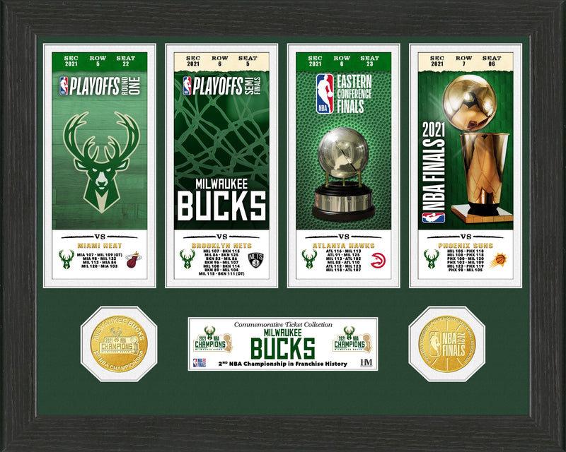 Highland Mint Milwaukee Bucks 2021 NBA Finals Champions Ticket Collection