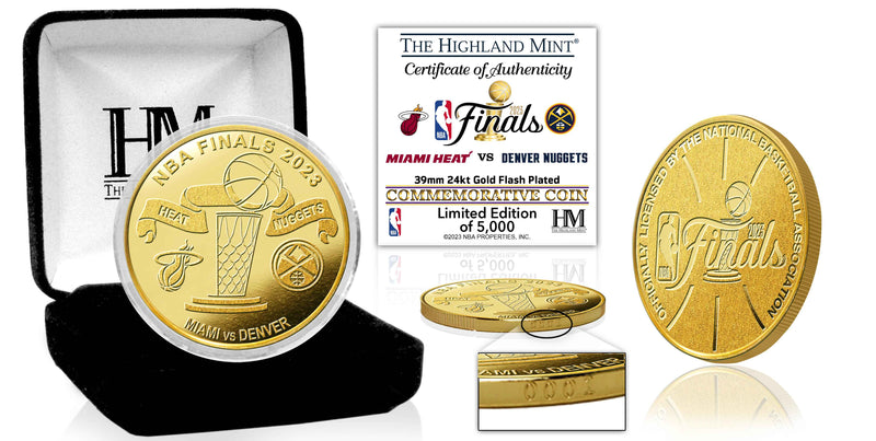 Highland Mint Denver Nuggets/Miami Heat 2023 NBA Finals Dueling Gold Coin - Limited Edition /5,000