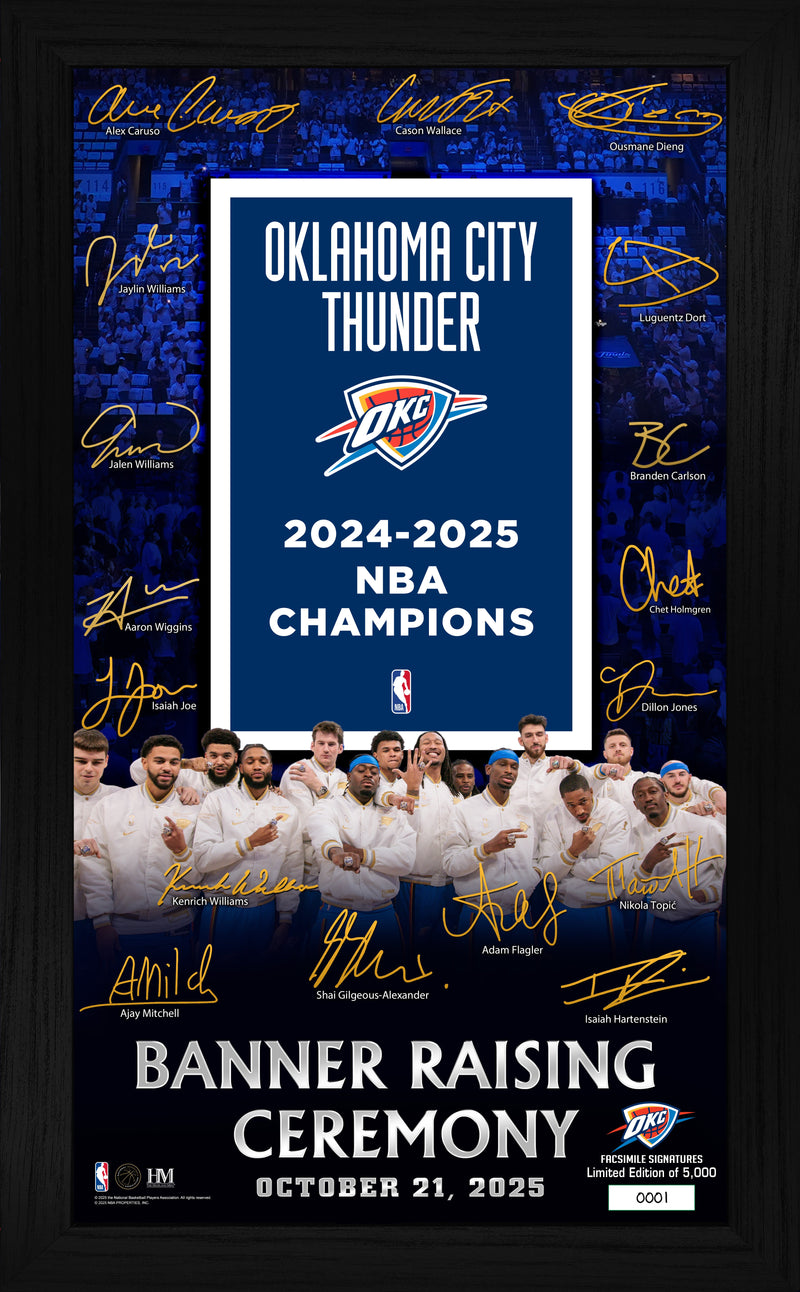 Highland Mint Oklahoma City Thunder 2025 NBA Championship Banner Raising Signature Frame - Limited Edition /5,000