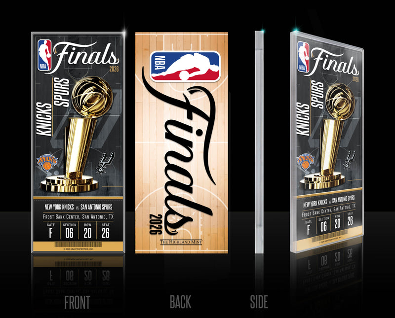 Highland Mint Knicks vs. Spurs 2026 NBA Finals Acrylic Commemorative Ticket