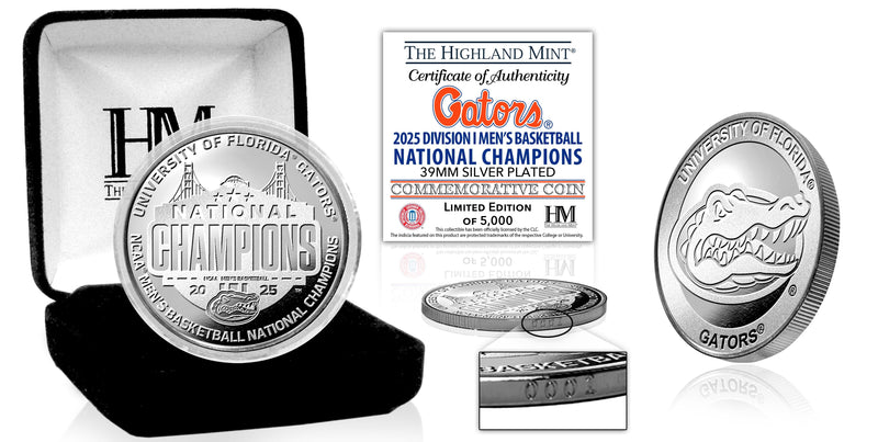 Highland Mint University of Florida 2025 Men's Basketball NCAA National Champions Silver Plated Coin - Limited Edition /
