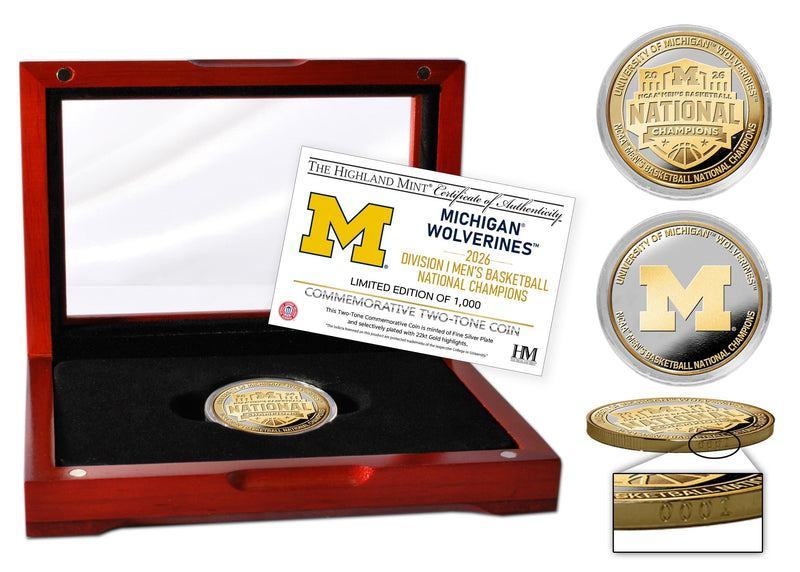 Highland Mint Michigan Wolverines 2026 NCAA Men's Basketball Champions Two Tone Coin - Limited Edition /1,000